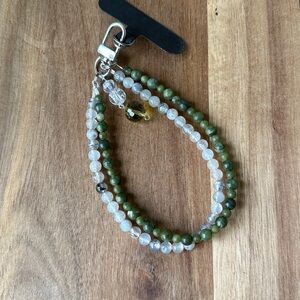 ⭐️ Handmade REAL STONE -DB Fern- Phone Strap Bracelet Clip On #24